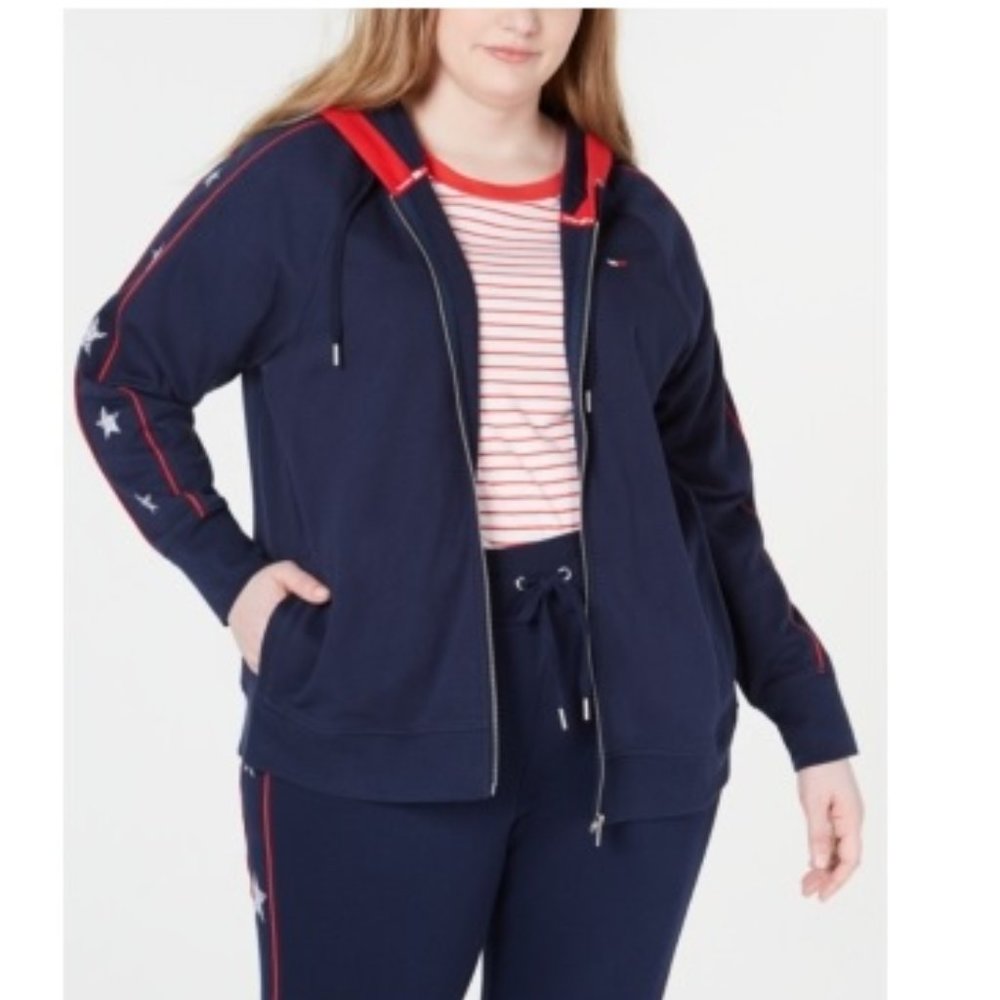 🎁 Tommy Hilfiger Plus Size Star Zip Hoodie - Picture 1 of 5